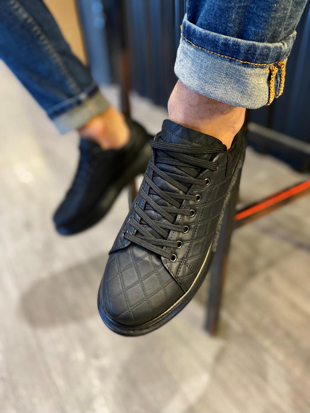 CLZ941  Yüksek Taban Günlük Ayakkabı  KAPİTONE Siyah (Siyah Taban)