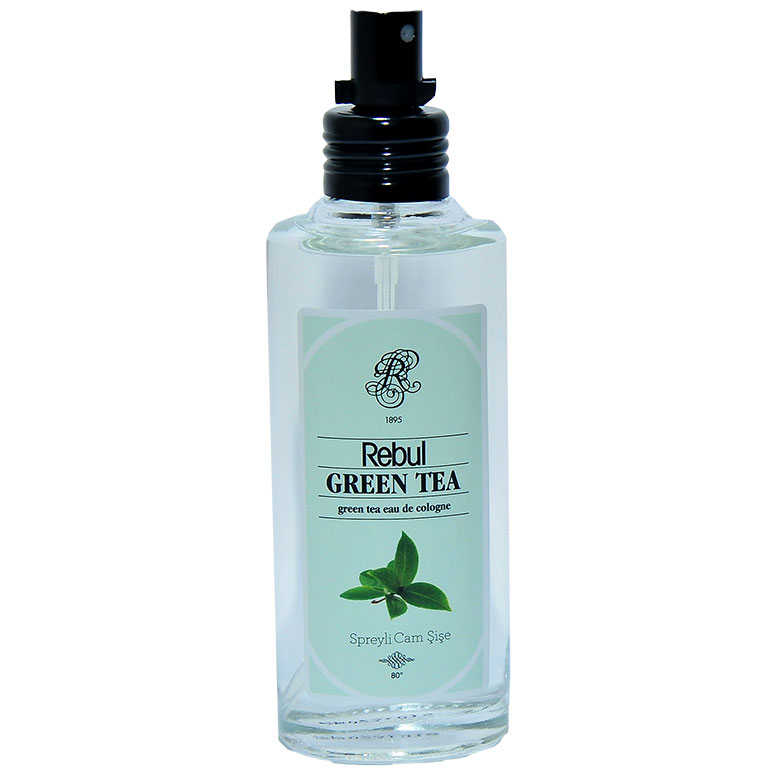 CLZ214 Yeşil Çay Kolonyası 80 Derece Cam Şişe Sprey Green Tea 100 ML