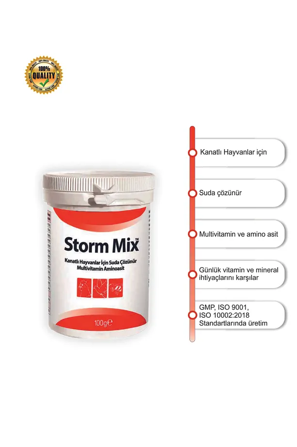 Animari StormMix 100 gr Kanatlı Hayvanlar için Suda Çözünür Multivitamin Amino Asit Animari StormMix 100 gr Kanatlı Hayvanlar için Suda Çözünür Multivitamin Amino Asit