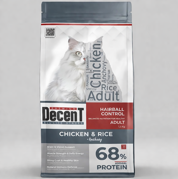 Decent Tavuklu Yetişkin Kedi Maması 1,5 Kg Control Tavuk & Pirinç Yetişkin Kedi Maması