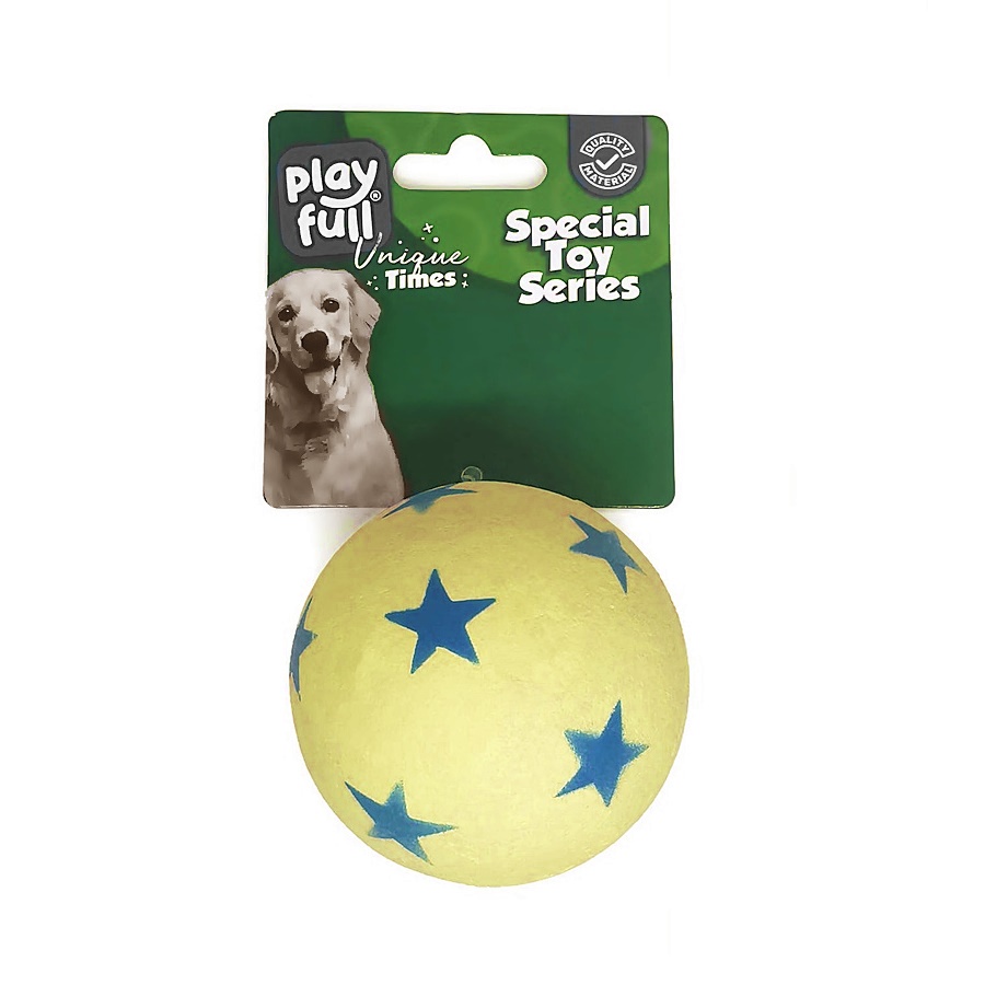 CLZ205 Zıplayan Köpek Oyun Topu 6,3 Cm Sarı Yıldız Desenli
