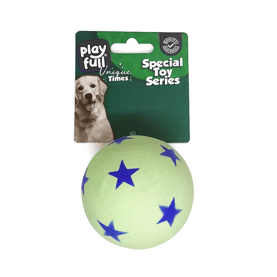 CLZ205 Zıplayan Köpek Oyun Topu 6,3 Cm Yeşil Yıldız Desenli