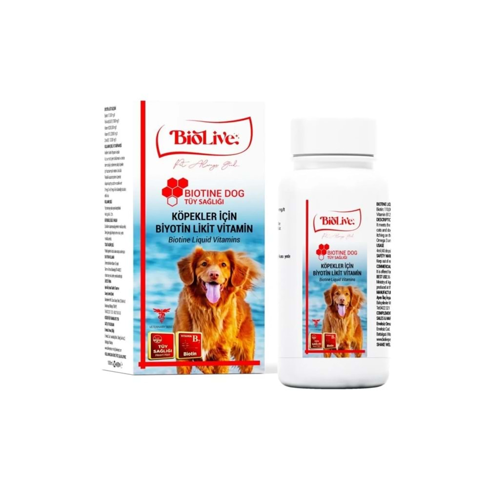 Biolive Biotin Köpekler İçin Tüy Döküm Önleyici Sıvı Vitamin 100ml