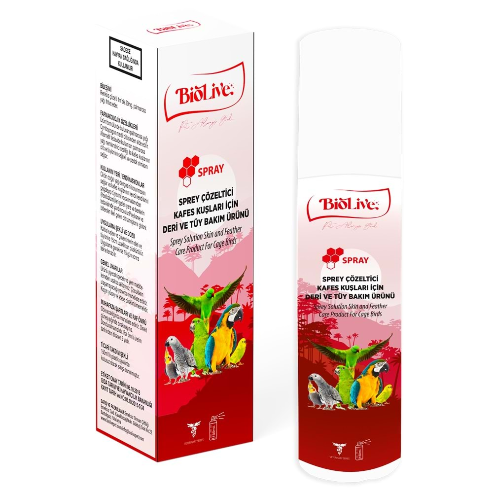 Biolive Kuşlar İçin Kenax SPRAY Deri ve Tüy Bakım Spreyi (150ml)