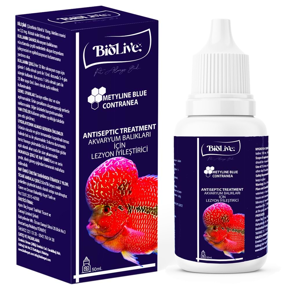 Biolive Balık Contranea (Metilen Mavisi) 50ml.