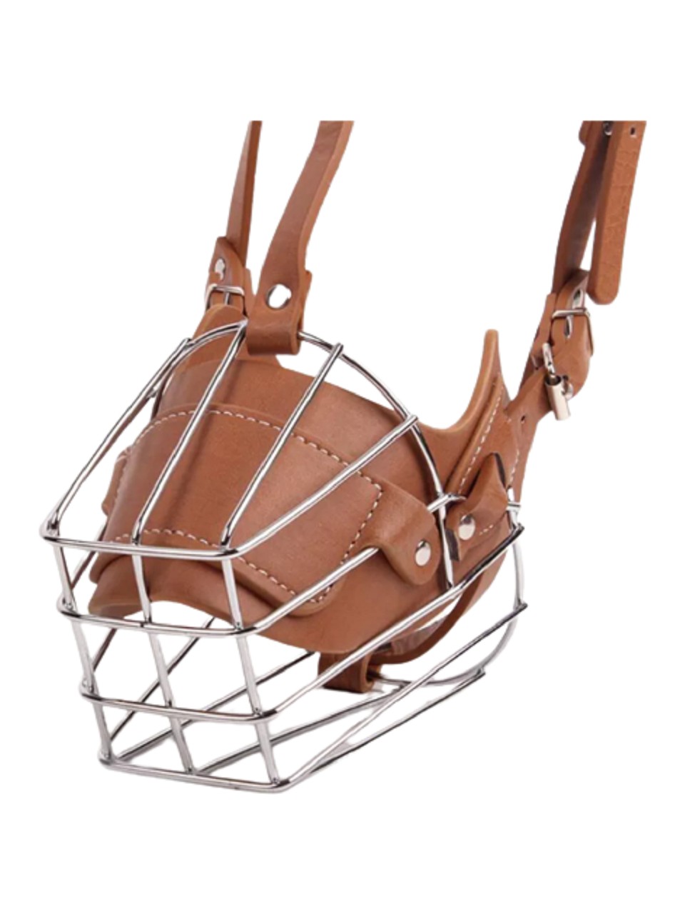 Karamel Metal Deri Köpek Ağızlığı M 33 cm