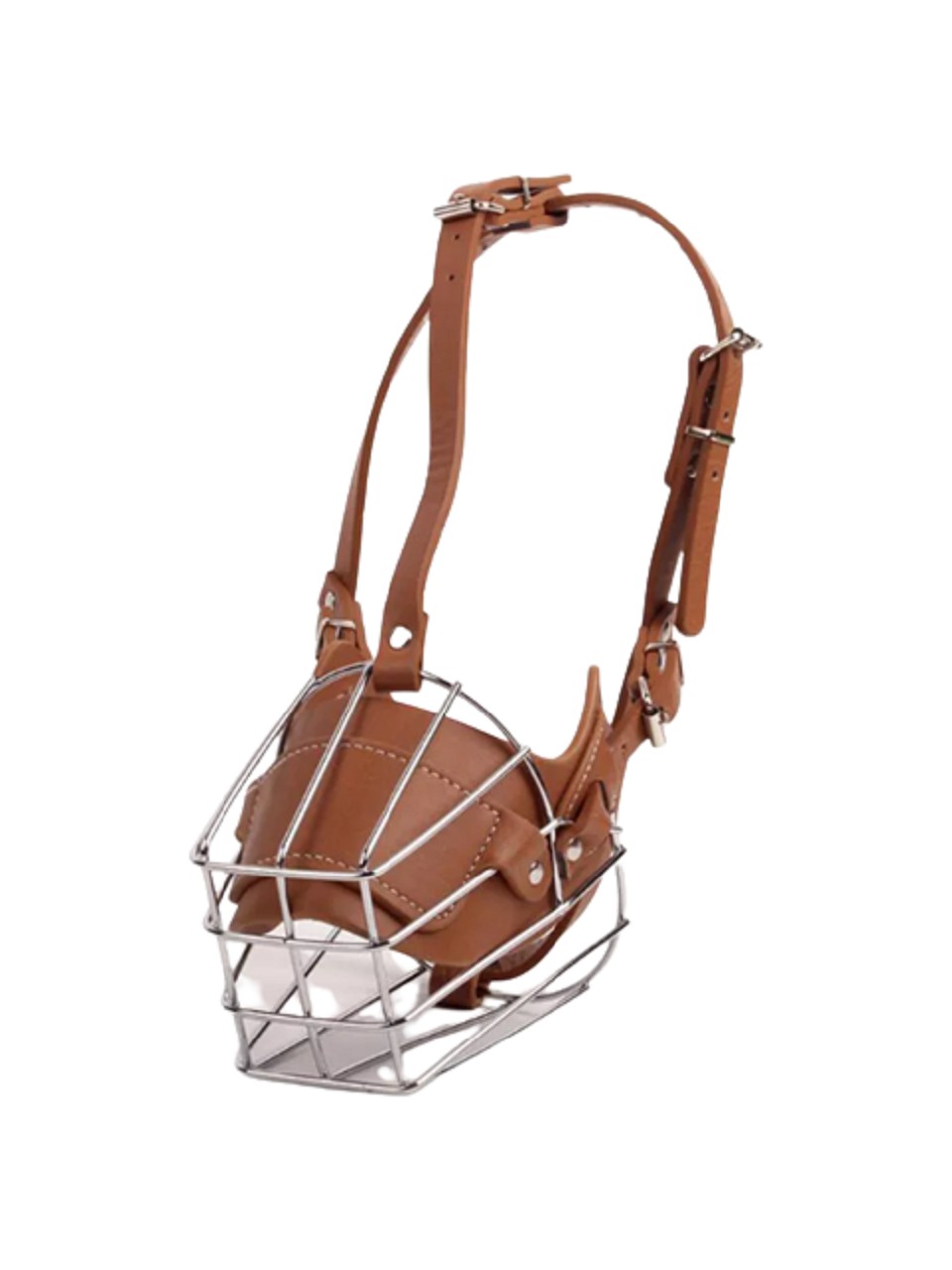 Karamel Metal Deri Köpek Ağızlığı M 33 cm