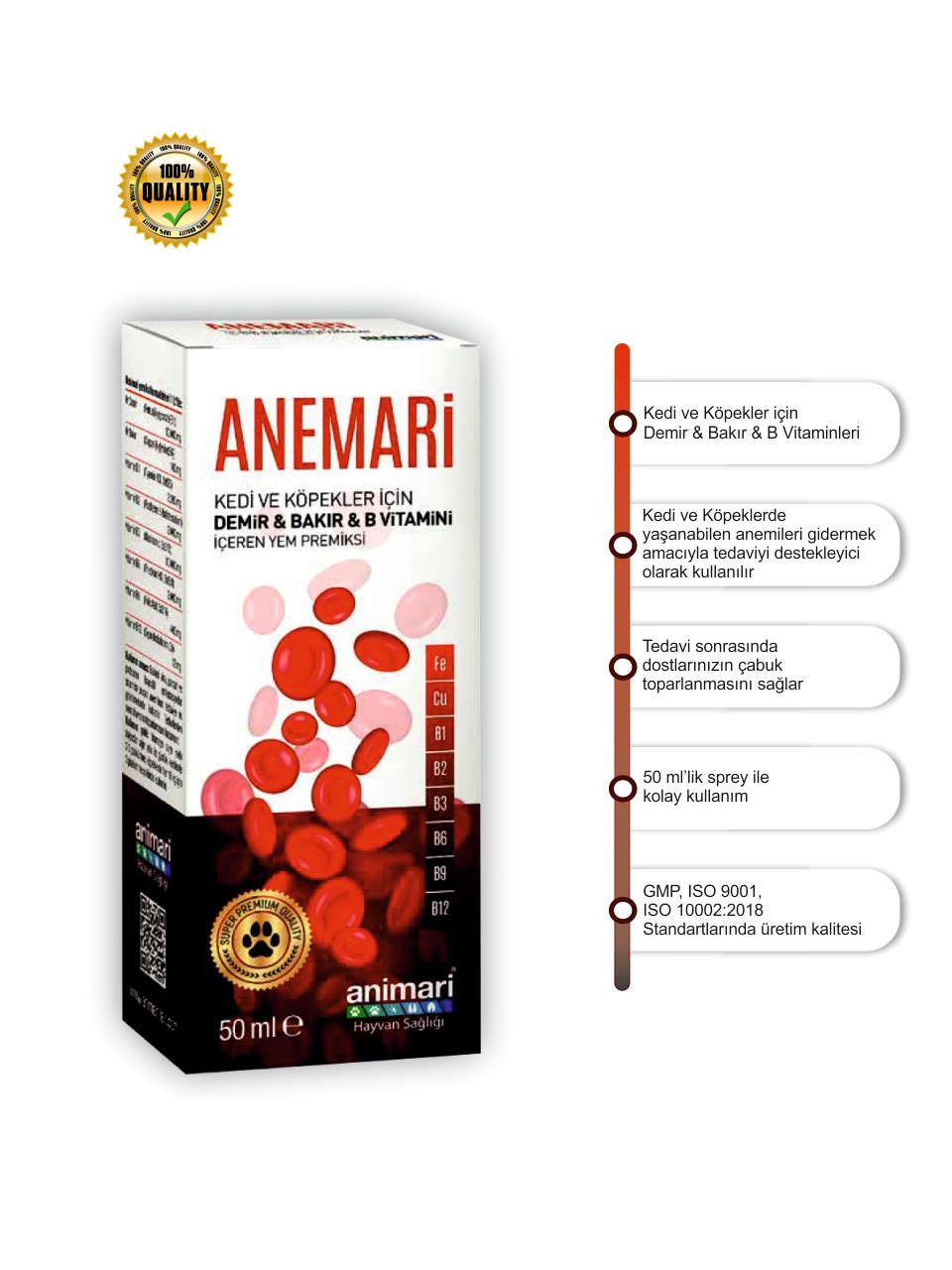 Anemari Demir Bakır B vitamini damlası 50 ml