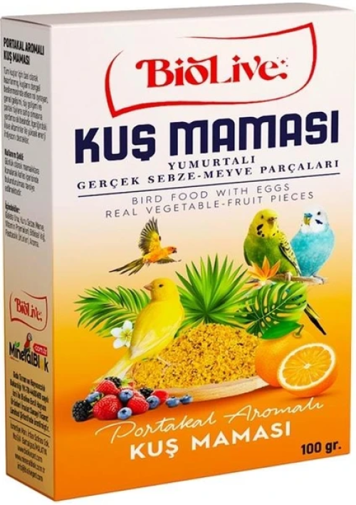 Biolive Yumurtalı ve Meyveli Kuş Maması 100 gr Biolive Yumurtalı ve Meyveli Kuş Maması 100 gr