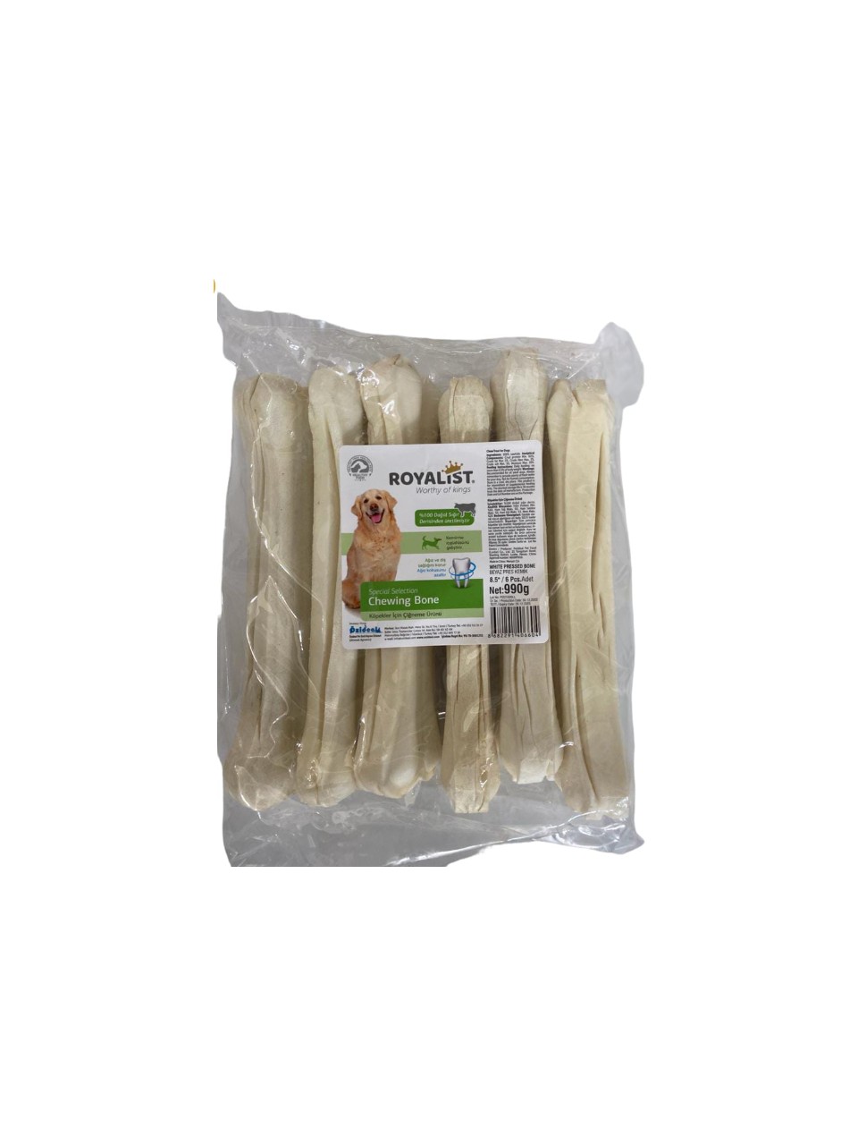 Beyaz Press Köpek Çiğneme Kemik 8.5'' (22 Cm) 1 Adet XL 165 gr