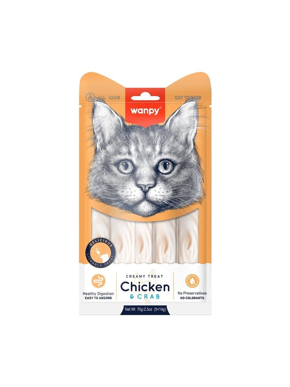 Wanpy Tavuklu Yengeçli Krema Likit Kedi Ödülü 5X14GR