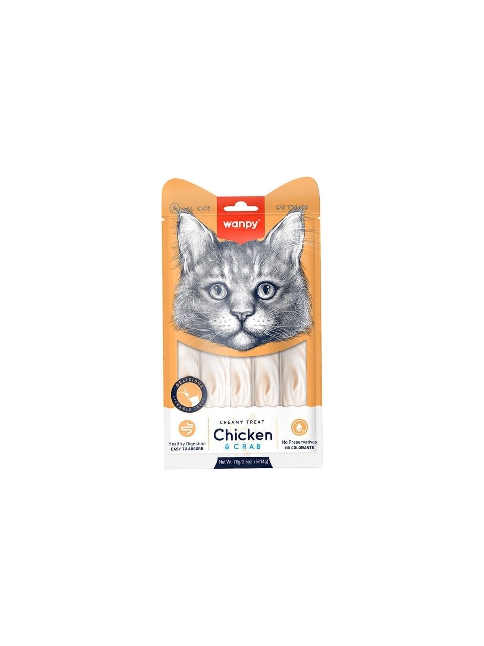 Wanpy Tavuklu Yengeçli Krema Likit Kedi Ödülü 5X14GR