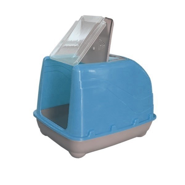 CLZ205 Lüks Üstü Açılabilir Kedi Tuvaleti 38-50 cm Mavi