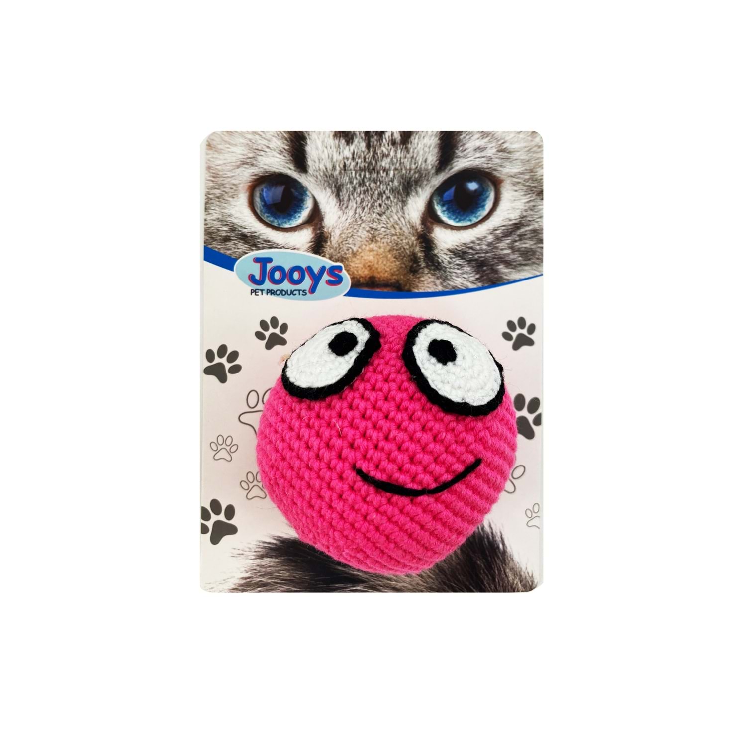 CLZ205  Kedi Oyuncağı Gülümseyen Örgü Emoji 7-7 cm Pembe