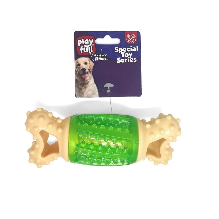 CLZ205 Sağlam Plastik Sesli Dental Köpek Oyuncağı 13x4cm Yeşil