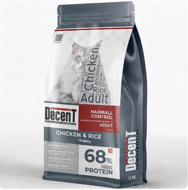 Decent Tavuklu Yetişkin Kedi Maması 1,5 Kg Control Tavuk & Pirinç Yetişkin Kedi Maması