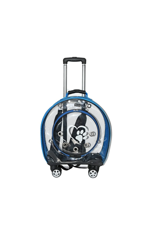 CLZ205  Fileli Tekerlekli Kedi Köpek Taşıma Çantası 42 x 40 x 22 cm Mavi 15 kg