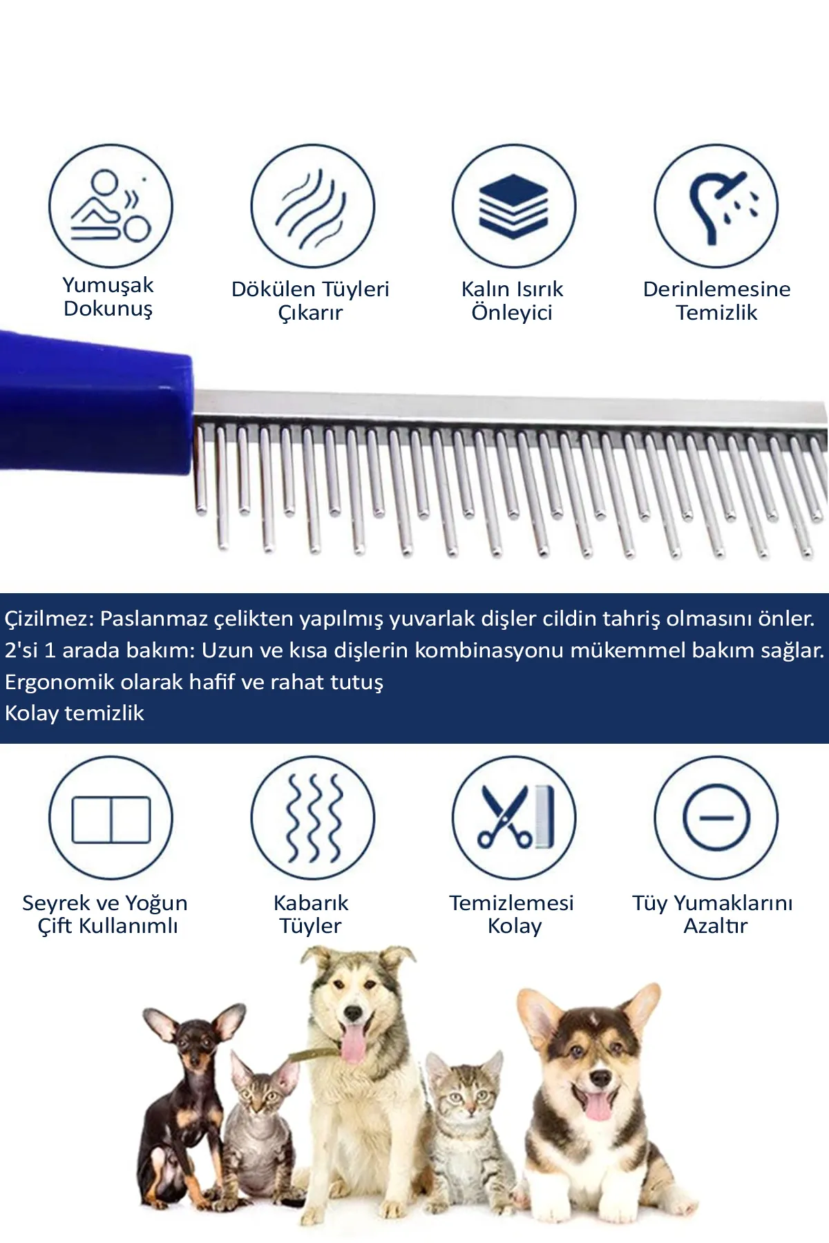 Tüy Açma Tarağı Kedi Köpek Kıtık Topak Açıcı Ergonomik Evcil Hayvan Bakım Tek Taraflı Metal Tarak Tüy Açma Tarağı Kedi Köpek Kıtık Topak Açıcı Ergonomik Evcil Hayvan Bakım Tek Taraflı Metal Tarak