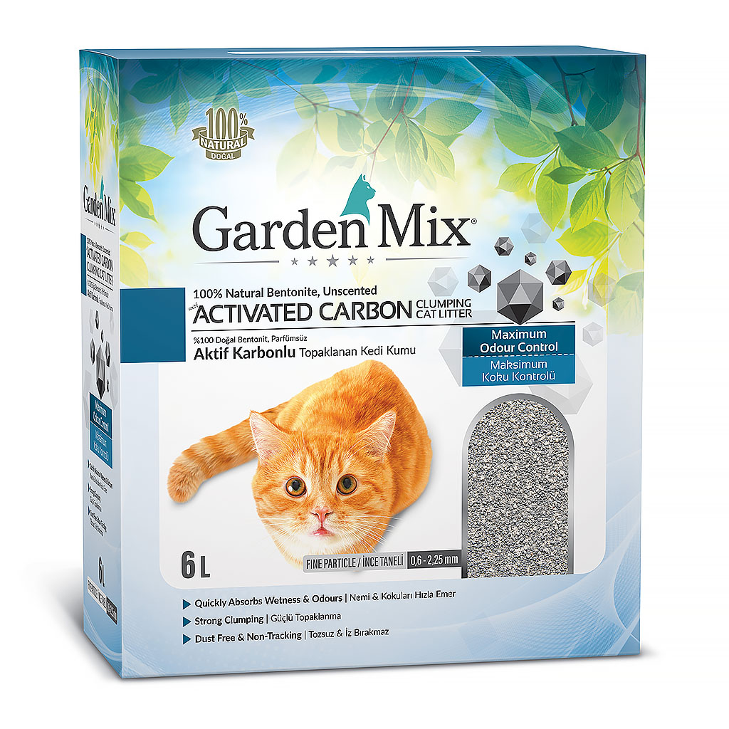 Garden Mix Aktif Karbonlu Kokusuz Kedi Kumu 6 lt