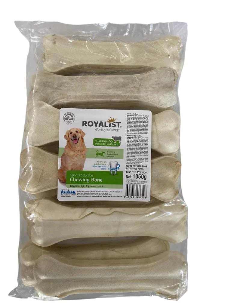 Beyaz Press Köpek Çiğneme Kemik 6,5'' (17 Cm) 10 Adet XL 1050 gr