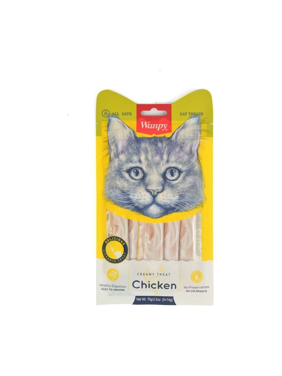 Wanpy Tavuk Etli Krema Likit Hüptürük Kedi Ödülü 5X14GR Wanpy Tavuk Etli Krema Likit Hüptürük Kedi Ödülü 5X14GR