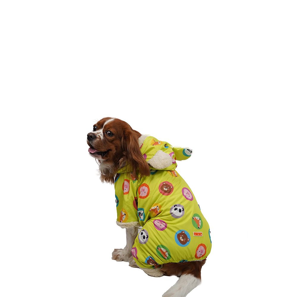 Pawstar Yeşil Animals Romper Küçük Ve Orta Irklar Için Tulum-mont Yağmurluk Köpek Kıyafeti Large