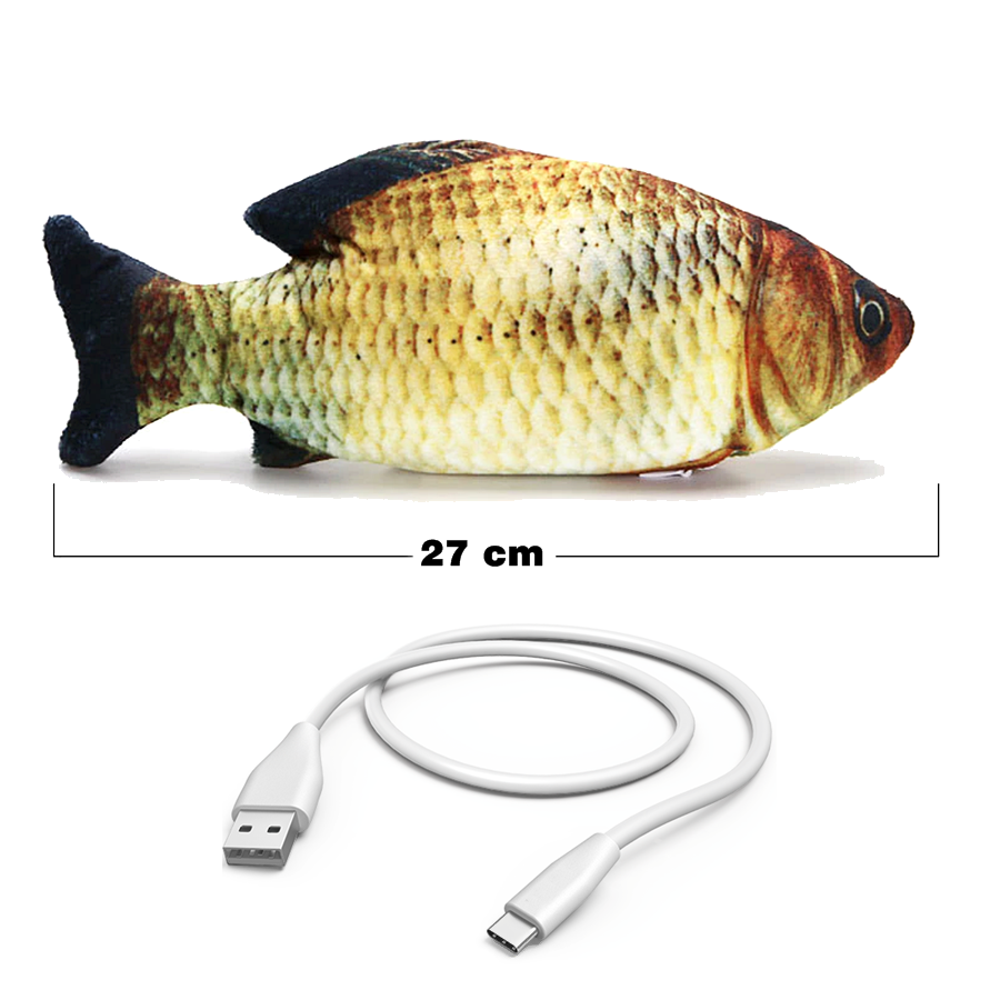 CLZ205  Kedi Oyuncağı Şarjlı Hareketli Balık 11-27 cm Sarı