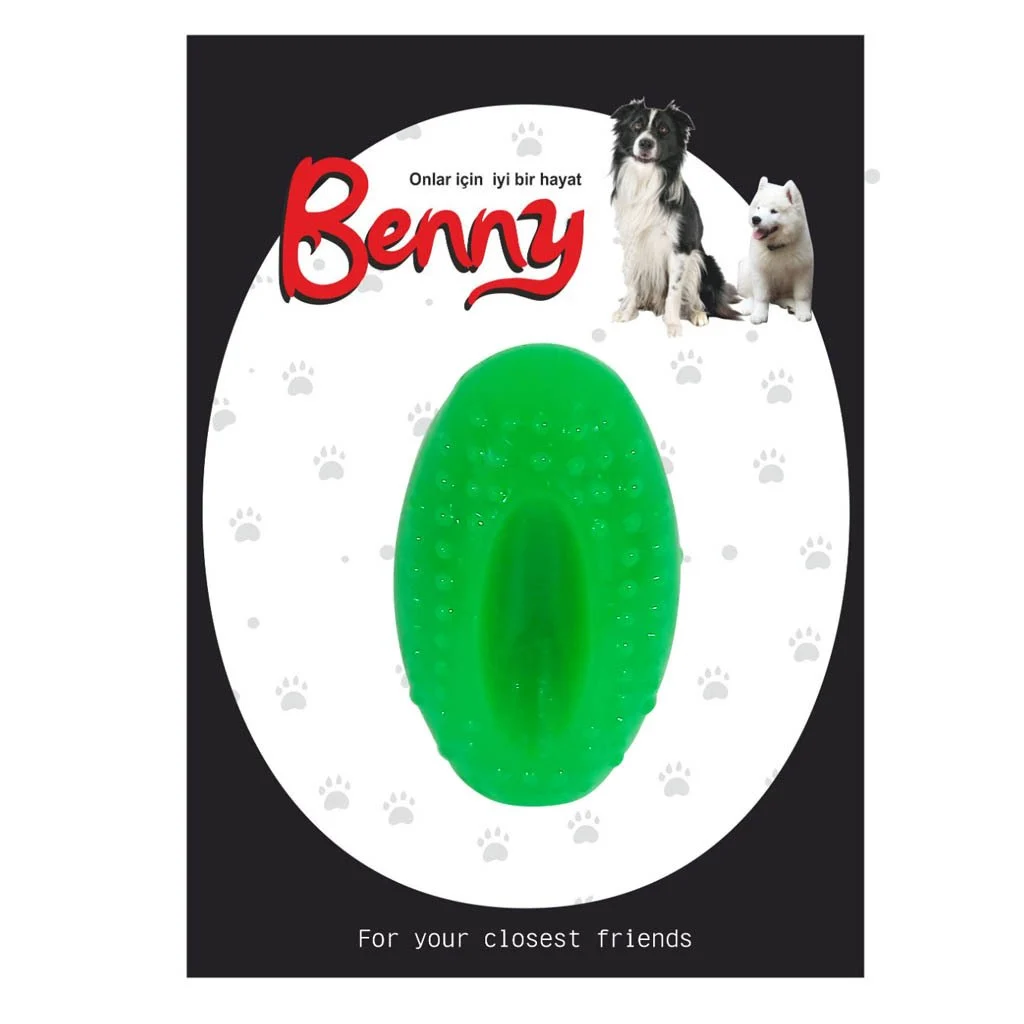 CLZ205 Benny Köpek Oyuncağı Sert Elips Top 8 x 4.5 cm Yeşil