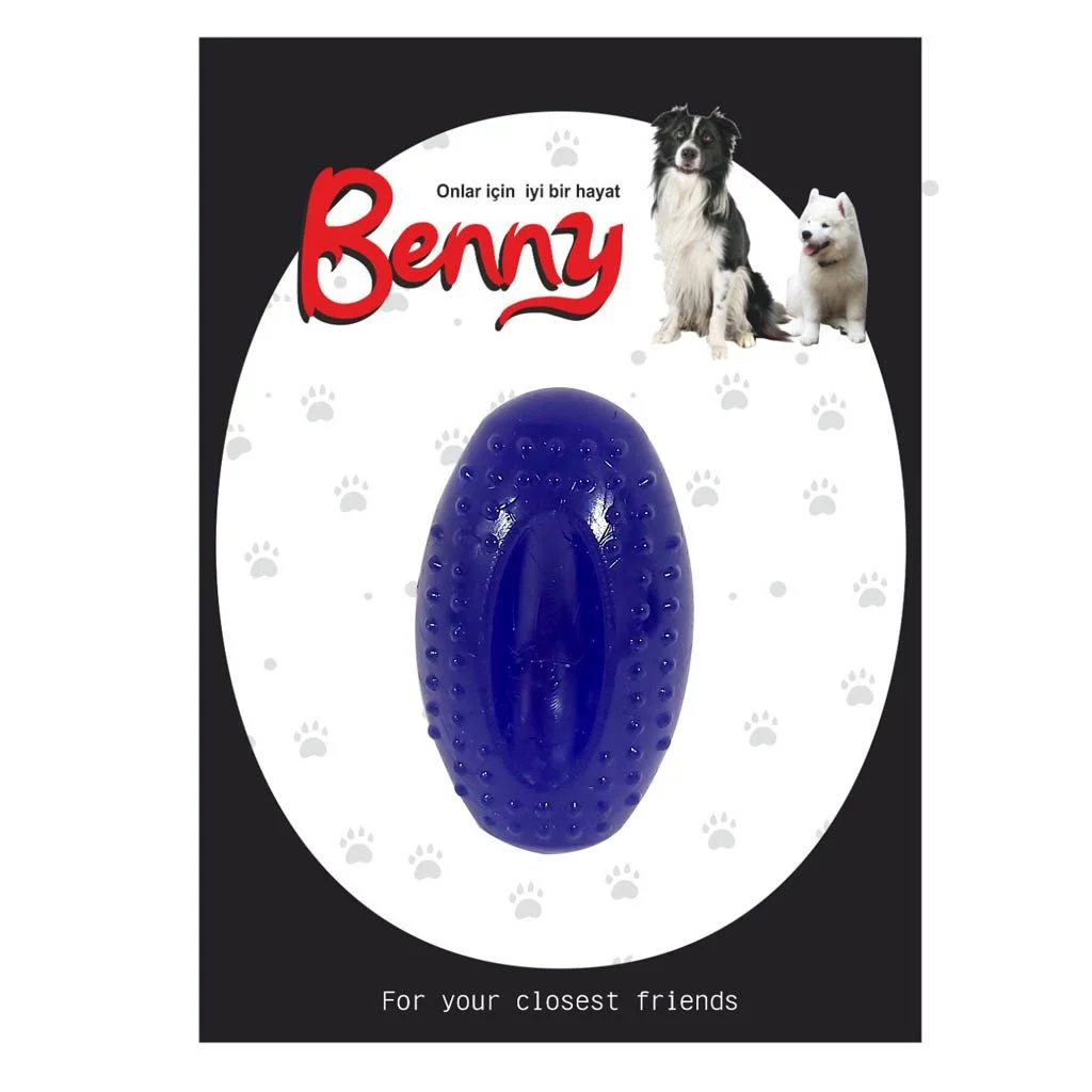 CLZ205 Benny Köpek Oyuncağı Sert Elips Top 8 x 4.5 cm Mavi