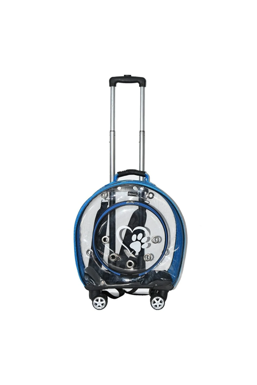 CLZ205  Fileli Tekerlekli Kedi Köpek Taşıma Çantası 42 x 40 x 22 cm Mavi 15 kg
