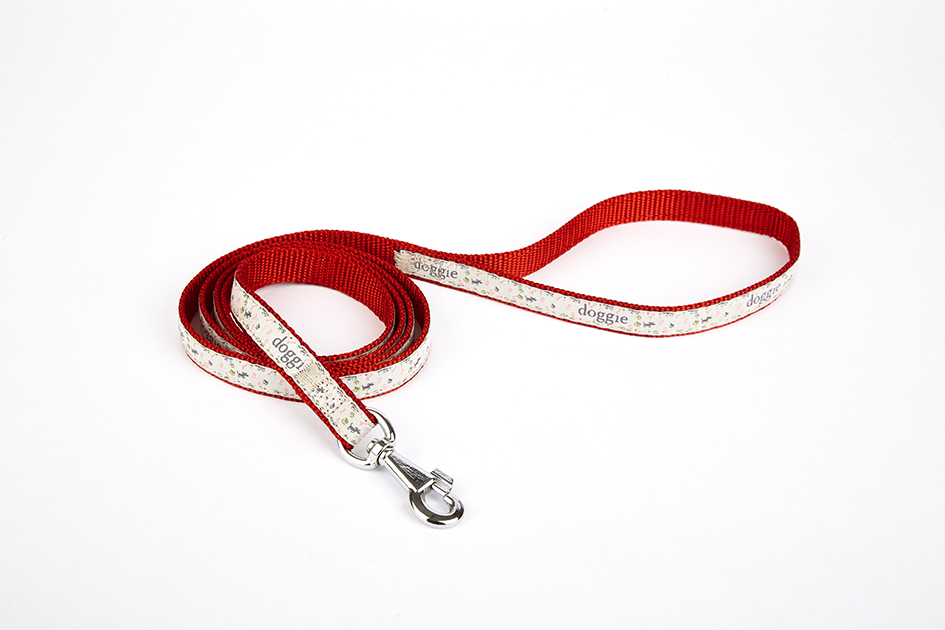 CLZ205  Desenli Süslü Dokuma Köpek Gezdirme Kayışı  El Yapımı 1,5 x 160 cm Kırmızı
