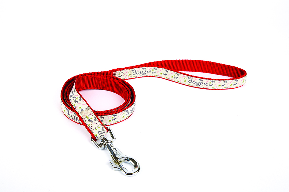 CLZ205  Desenli Süslü Dokuma Köpek Gezdirme Kayışı  El Yapımı 2 x 140 cm Kırmızı