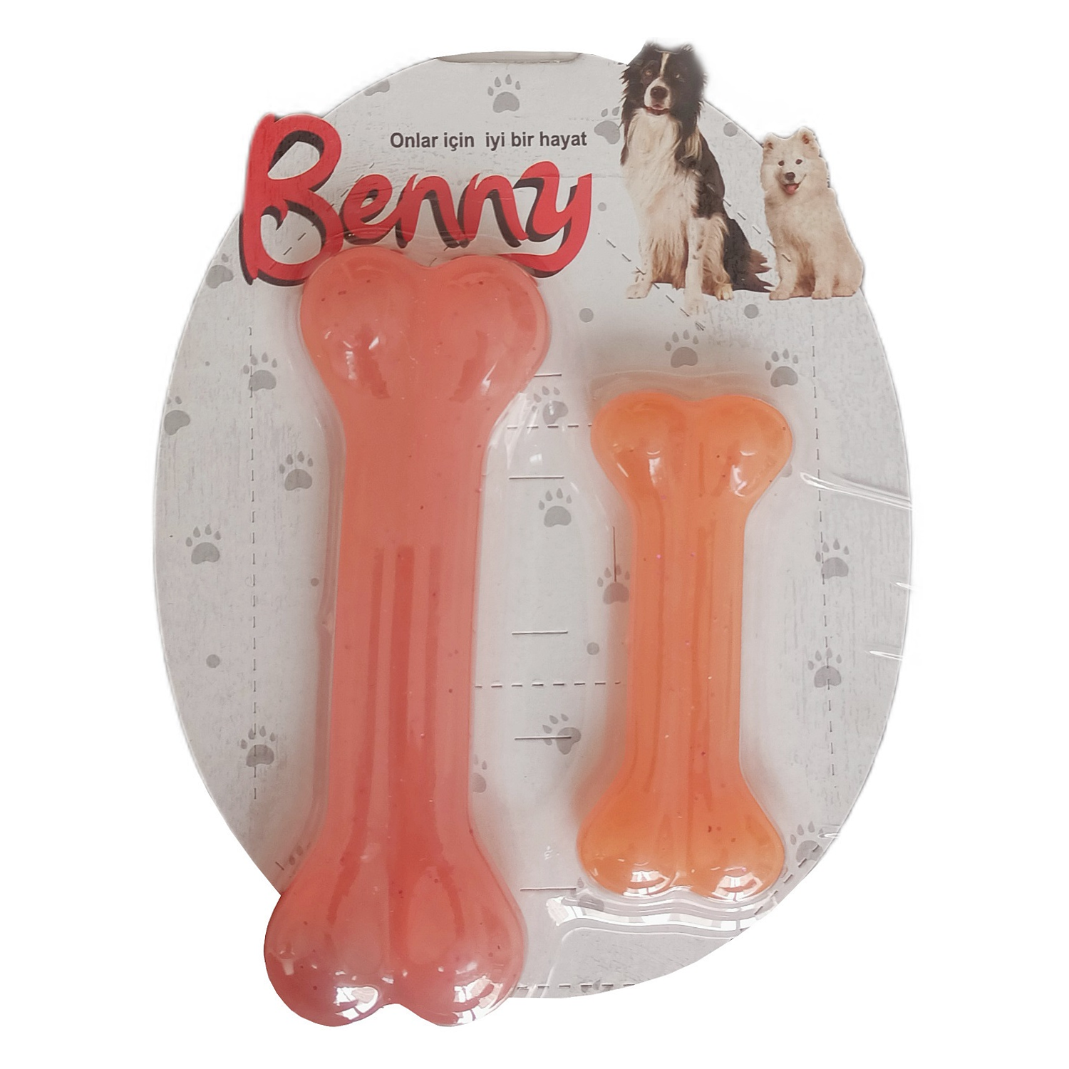 CLZ205 Benny Köpek Oyuncağı İkili Kemik 9 cm-14 cm Turuncu