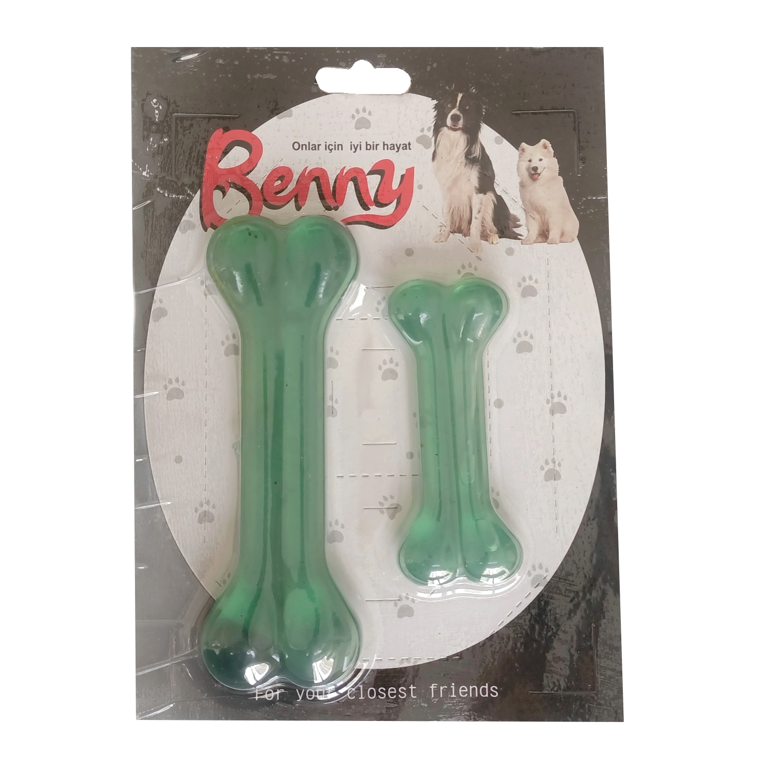 CLZ205 Benny Köpek Oyuncağı İkili Kemik 9 cm-14 cm Yeşil