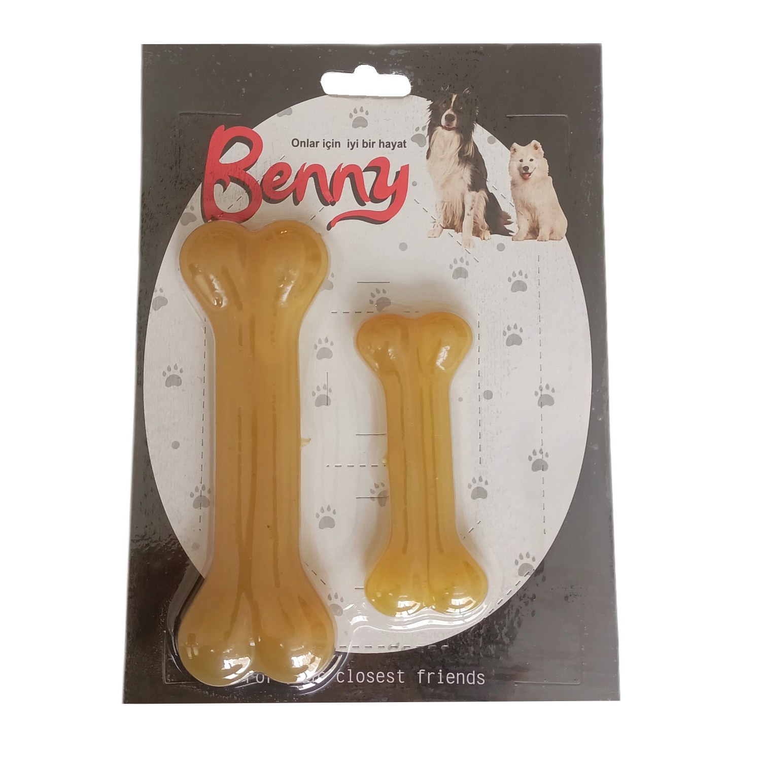 CLZ205 Benny Köpek Oyuncağı İkili Kemik 9 cm-14 cm Sarı