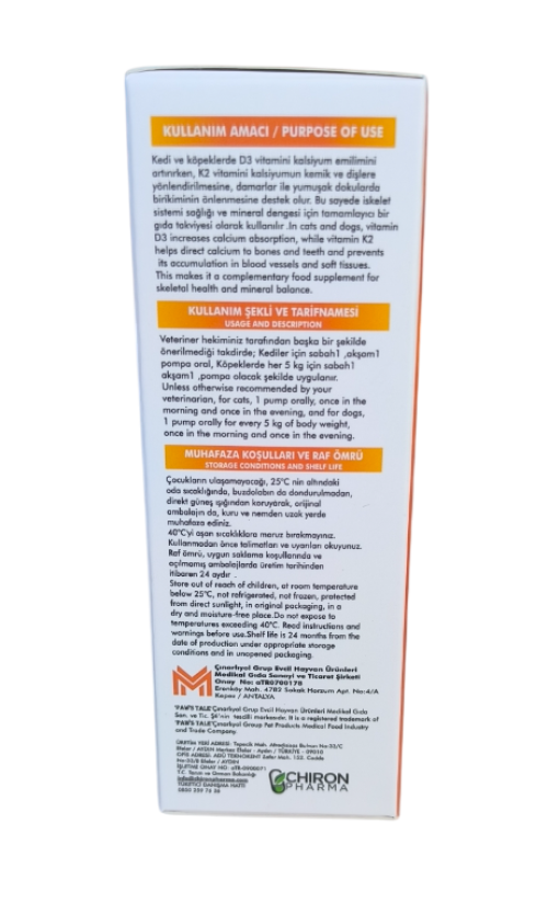 Paws Tale Vitamin D3 - K2 Vitamini Liquid 40 ML Paws Tale Vitamin D3 - K2 Vitamini Liquid 40 ML