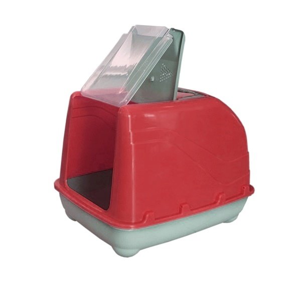 CLZ205 Lüks Üstü Açılabilir Kedi Tuvaleti 38-50 cm Kırmızı