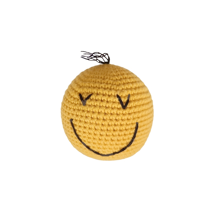 CLZ205  Kedi Oyuncağı Gülümseyen Örgü Emoji 6-6,5 cm Sarı