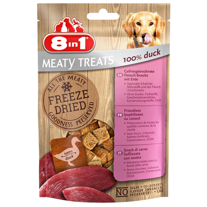 CLZ205 8in1 Meaty Treats Ördekli Kurutulmuş Tahılsız Köpek Ödül Maması 50 gr