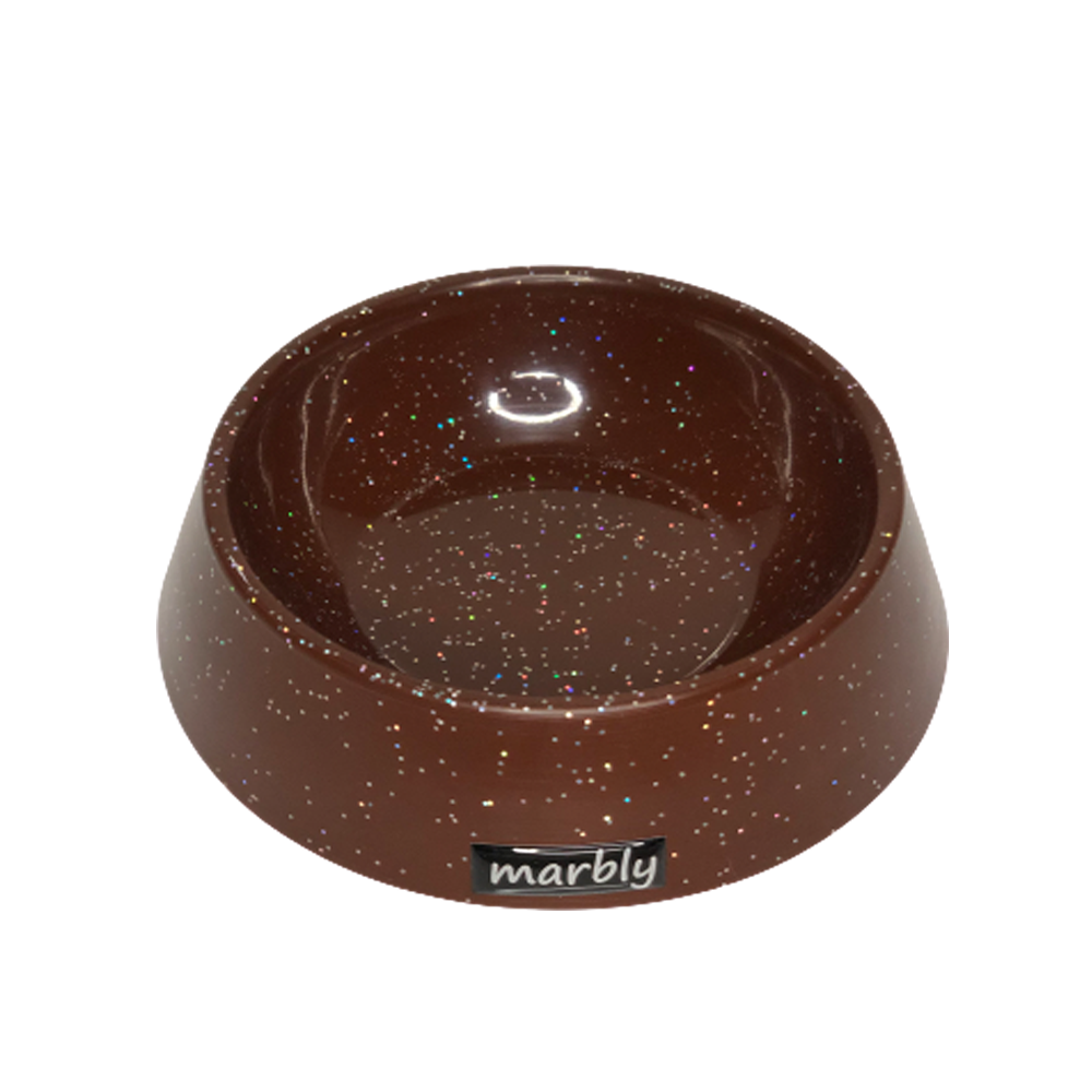CLZ205 Marbly Kahve Galaxy Mermerit Köpek Mama Su Kabı 700 ml