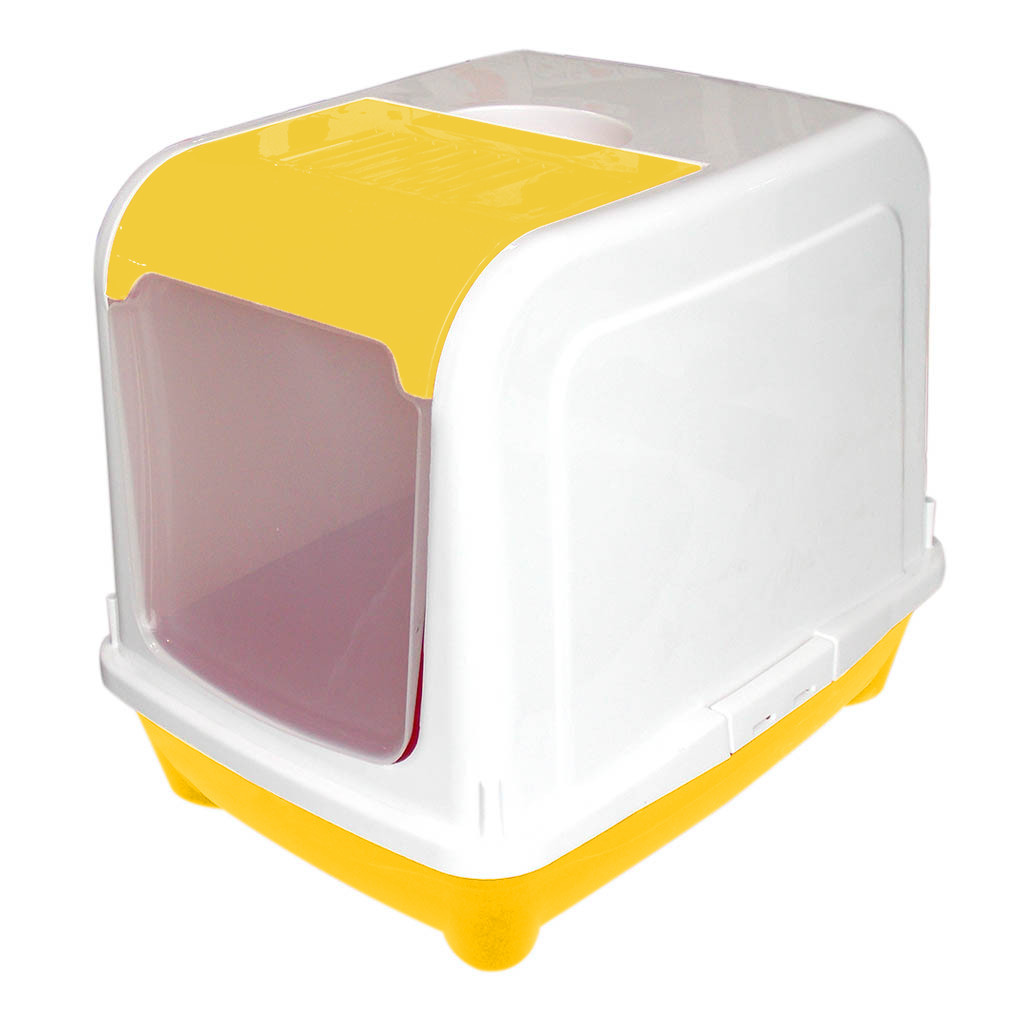 CLZ205 Kapalı Çift Açılır Kedi Tuvaleti 50/38/42 cm Sarı Karbon Filtreli