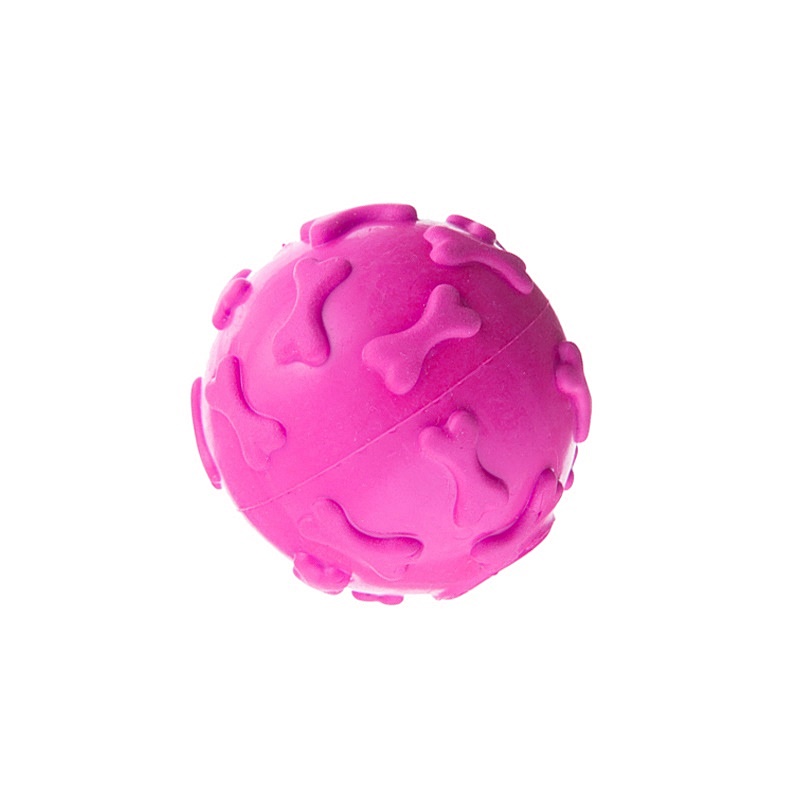 CLZ205  Kemik Desenli Sesli Köpek Oyun Topu 6 cm Pembe