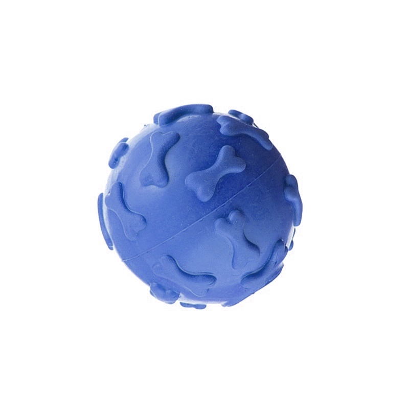 Kemik Desenli Sesli Köpek Oyun Topu 6 cm Mavi