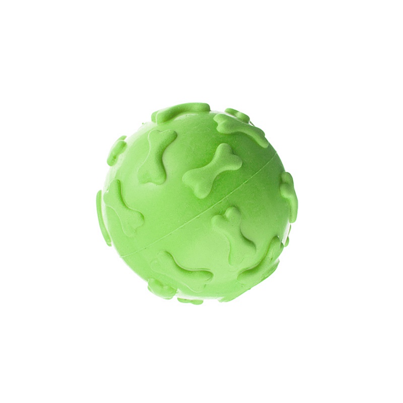 CLZ205  Kemik Desenli Sesli Köpek Oyun Topu 6 cm Yeşil