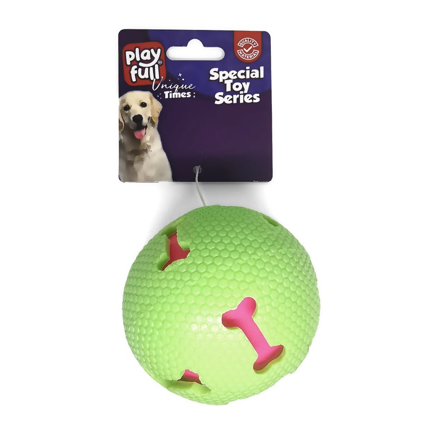 CLZ205 Işıklı Kemik Desenli Plastik Top Köpek Oyuncağı 7,5 Cm Yeşil