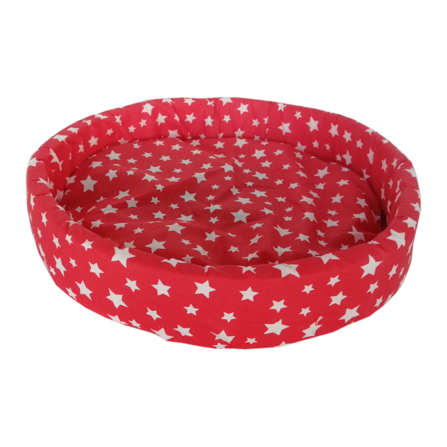 Yıldız Desenli Sünger Kedi Köpek Yatağı 10 cm x 42 cm Kırmızı