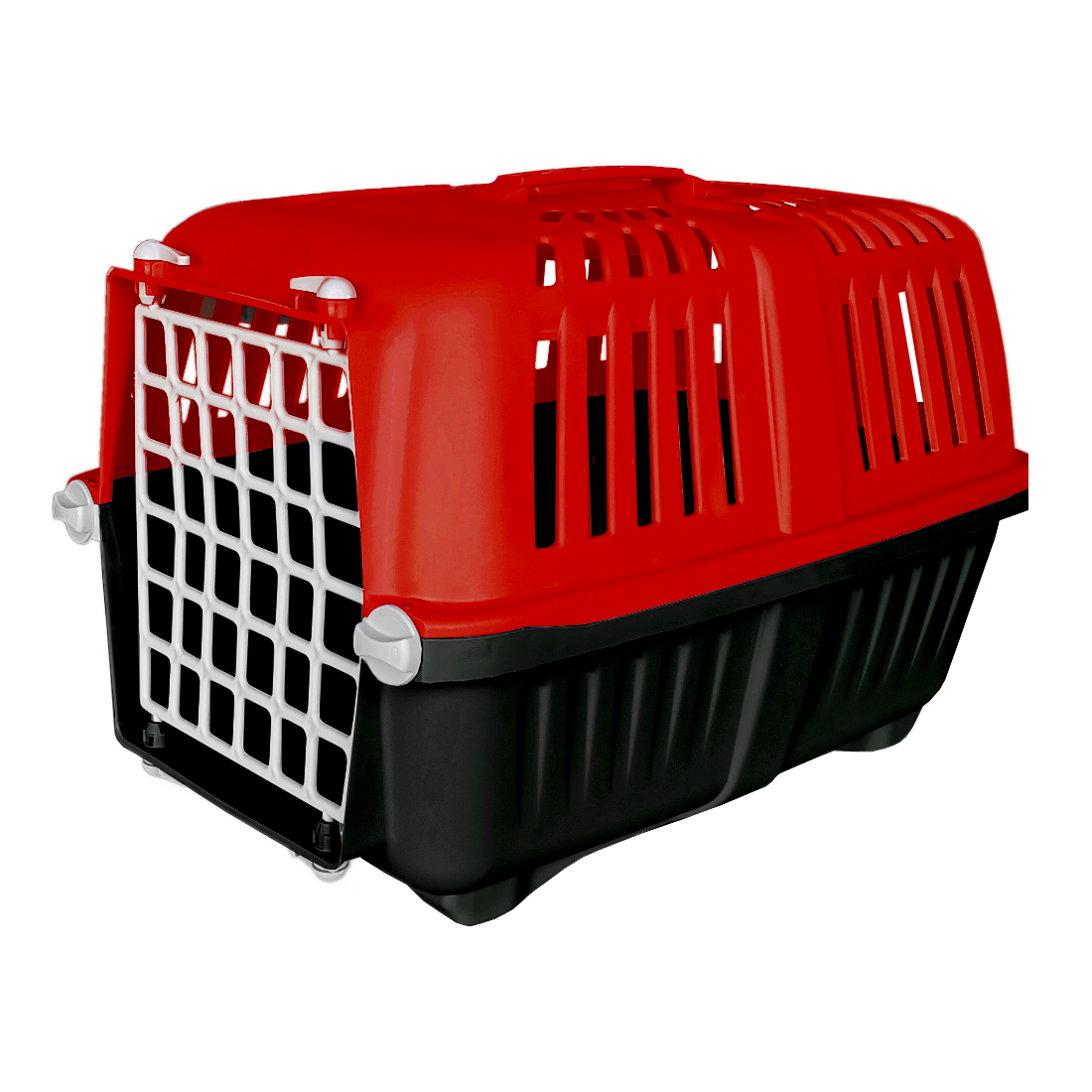 Sert Plastik Kedi Köpek Taşıma Çantası 28 X 44 X 32 cm Kırmızı Gri