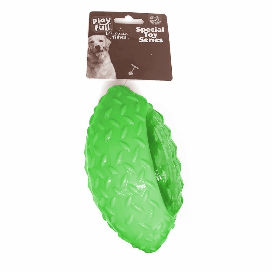 CLZ205 Rugby Topu Şeklinde Işıklı Plastik Köpek Oyuncağı 6x14 Cm Yeşil