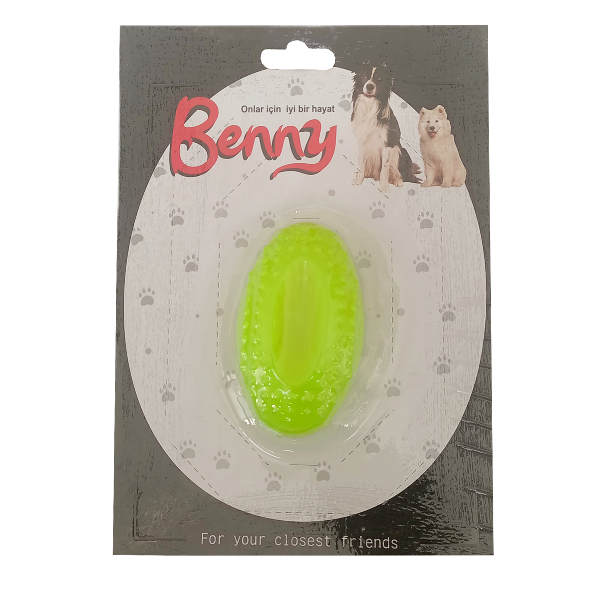 CLZ205 Benny Köpek Oyuncağı Sert Elips Top 8 x 4.5 cm Neon Yeşil
