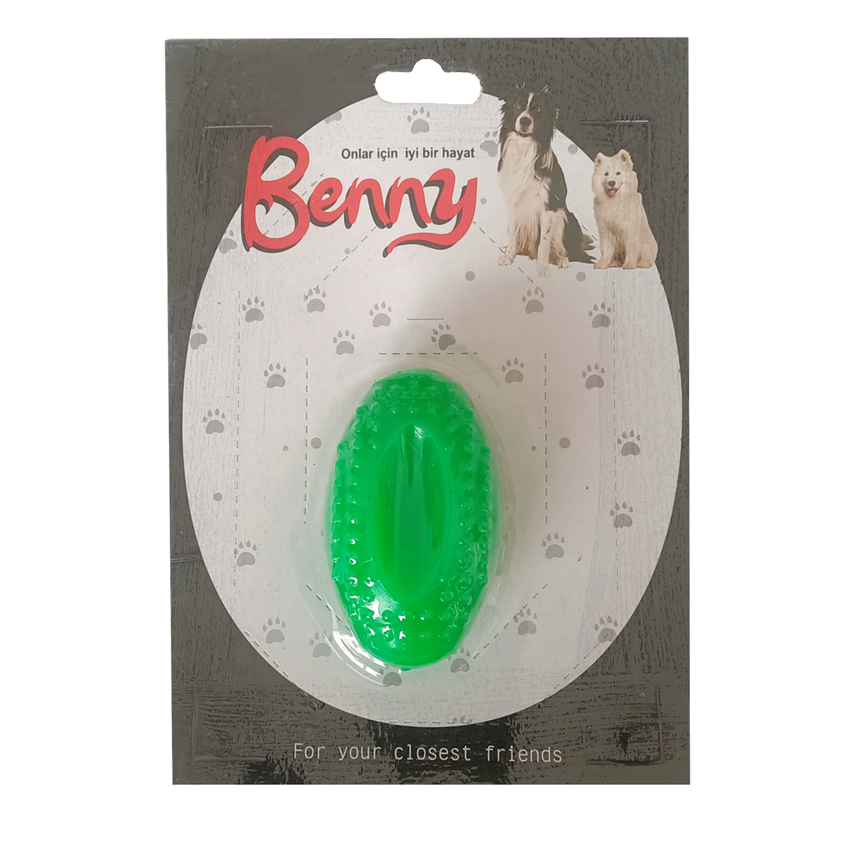 CLZ205 Benny Köpek Oyuncağı Sert Elips Top 8 x 4.5 cm Yeşil